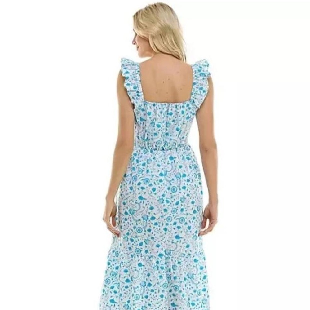 Draper James EUC Women's Flutter Strap Smocked Midi Dress in Blue Paisley XL - Picture 3 of 12